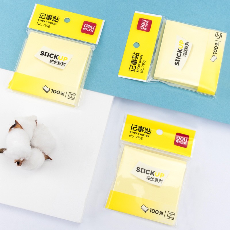 得力（deli）7156 彩色便利貼粘性便簽紙 76*76mm備忘留言紙/記事貼/N次貼 單位：包
