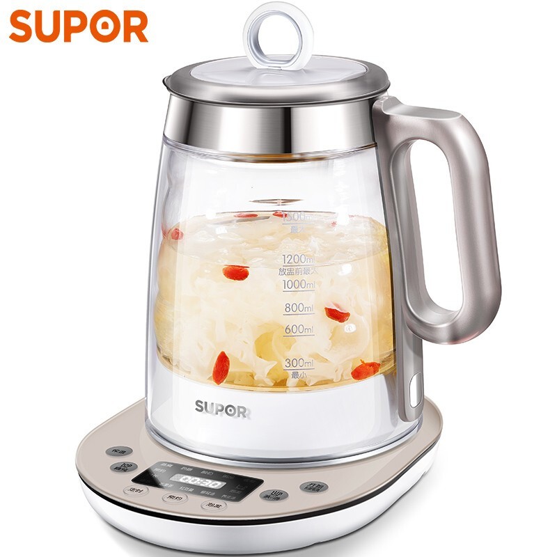 蘇泊爾/SUPOR 電水壺 SW-15Y01?1.5L 加厚玻璃煮茶器雙層燕窩多功養(yǎng)生壺 銀色