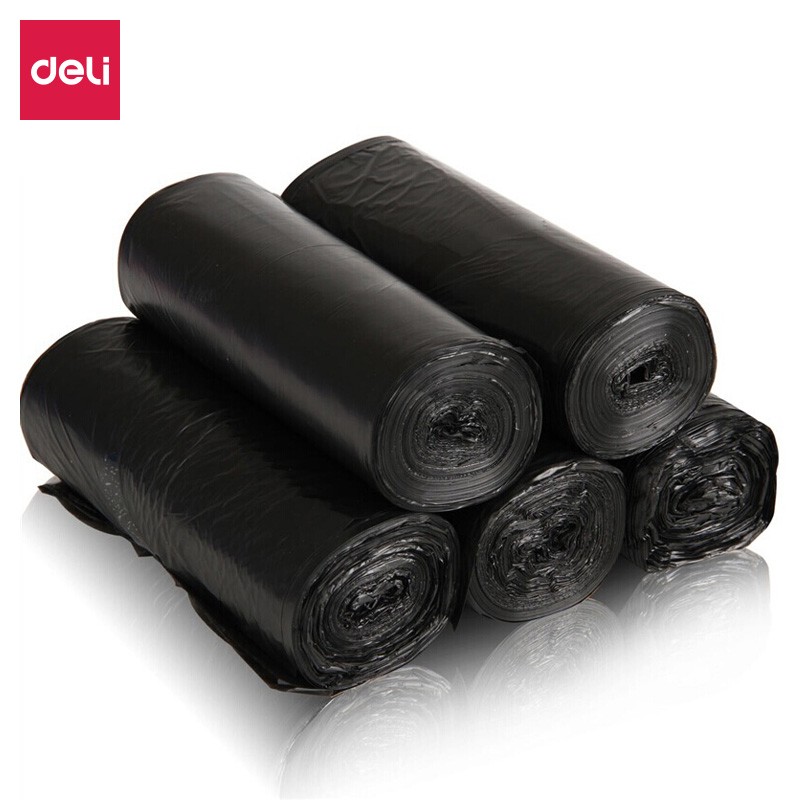 得力(deli) 33070 辦公生活垃圾袋45*55cm 垃圾分類 辦公用品 黑色 5卷(150只)