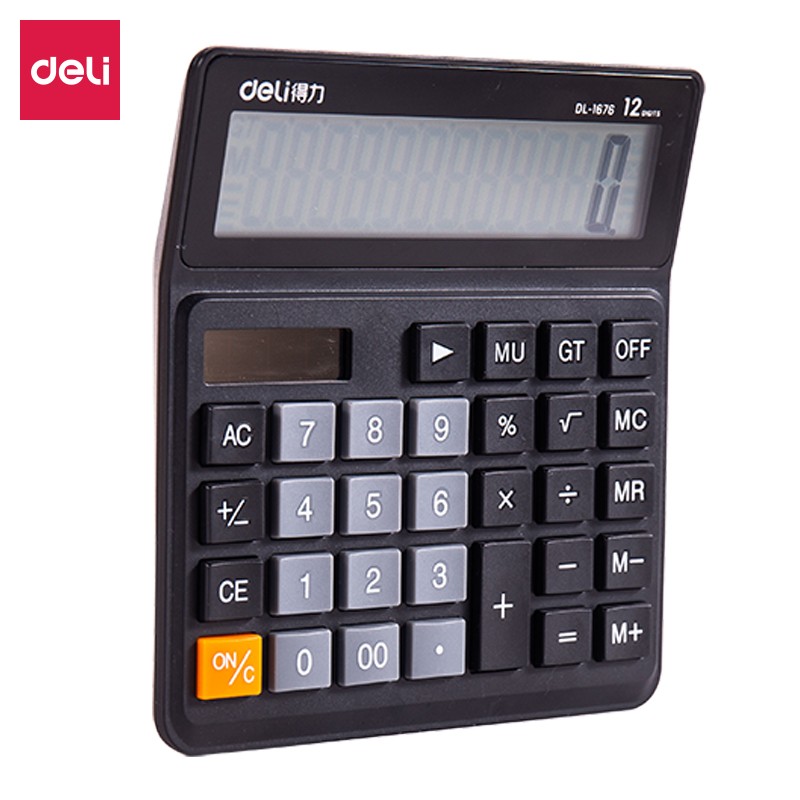 得力（deli）1676 雙電源桌面計(jì)算器 12位寬屏財(cái)務(wù)計(jì)算器 (黑)
