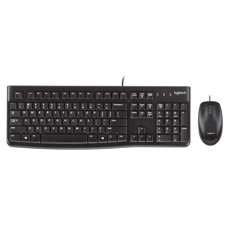 羅技（Logitech）MK120 鍵鼠套裝 有線鼠標(biāo)鍵盤套裝 辦公鍵鼠 電腦筆記本鍵盤 全尺寸 黑色