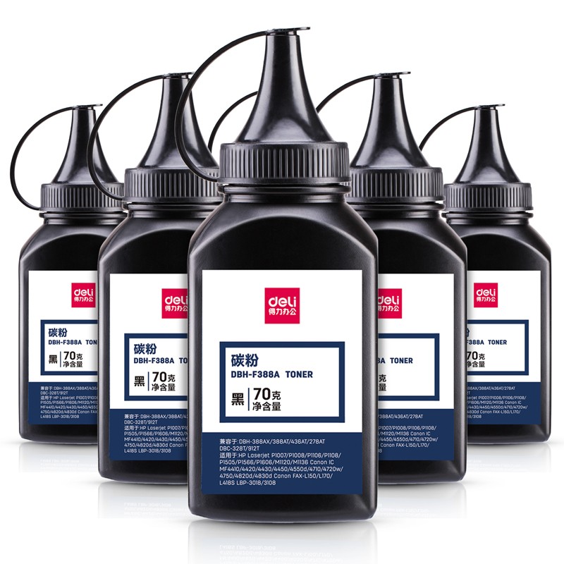 得力（deli） DBH-F388A6  388AT硒鼓碳粉/墨粉6瓶裝（適用惠普 P1007/P1008/P1106/P1108/M1136/M1213nf）