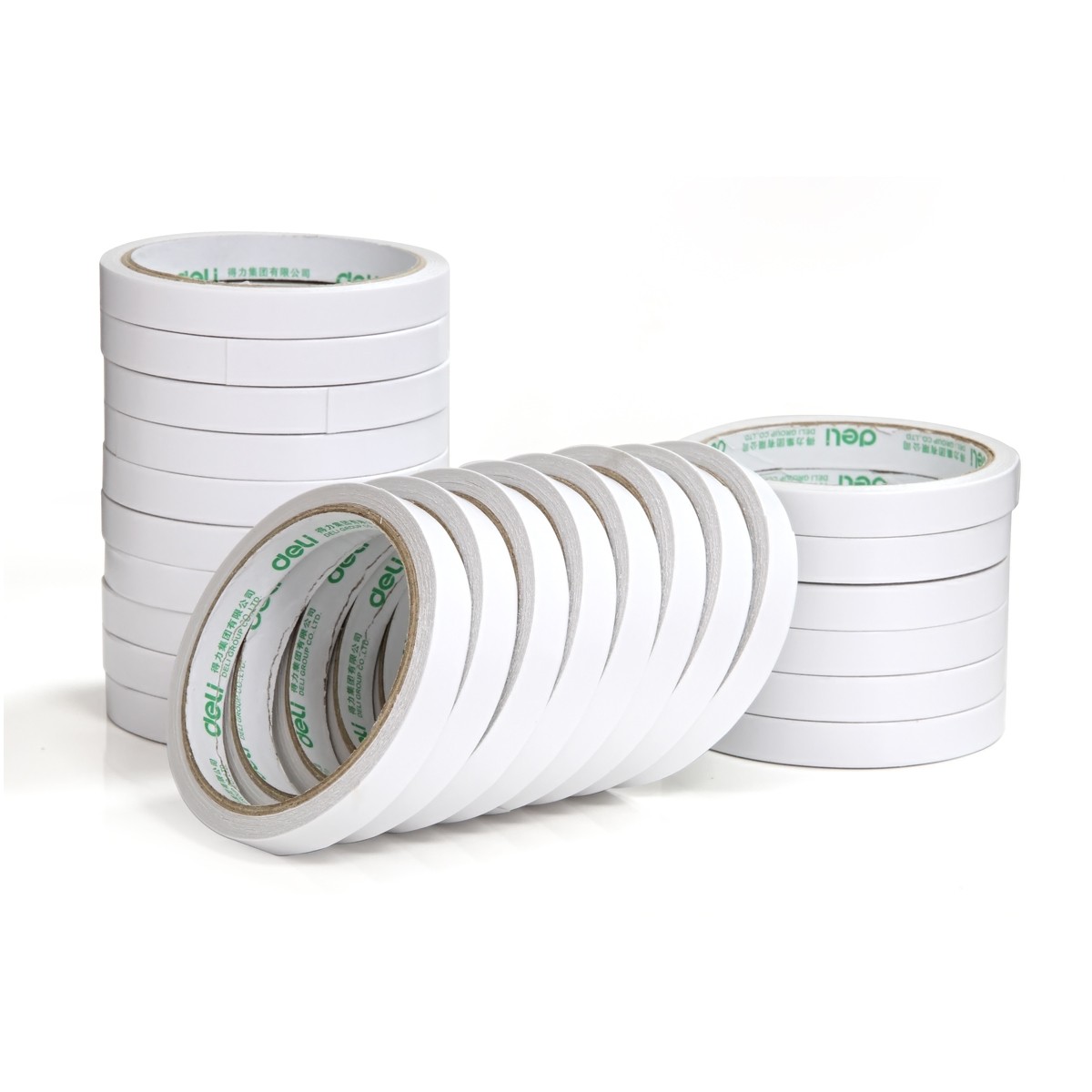 得力(deli) 30401 高粘性棉紙雙面膠帶 12mm*10y(9.1m/卷) 24卷/袋裝