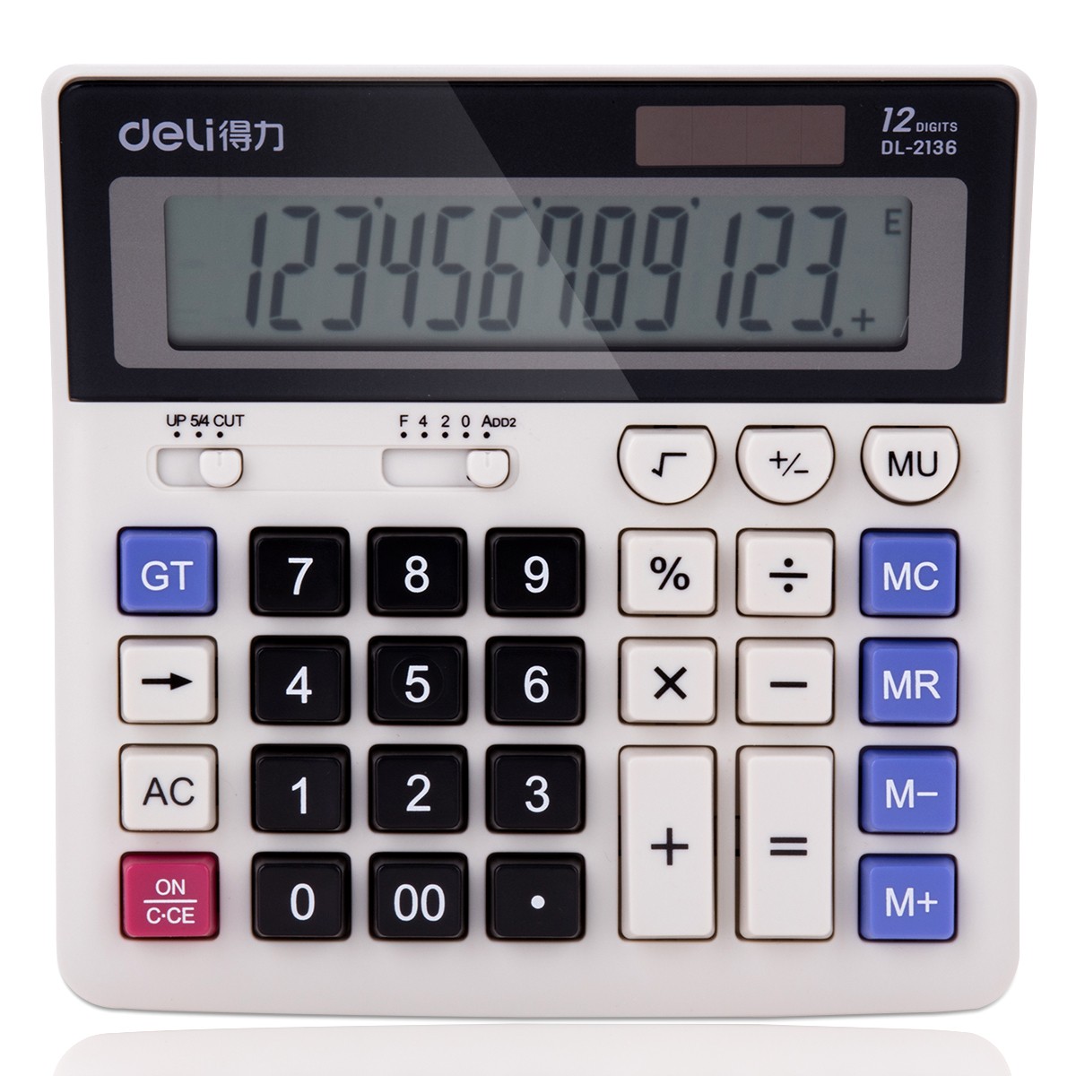 得力(deli) 2136 雙電源電腦按鍵計(jì)算器 12位大屏橫式桌面計(jì)算機(jī)
