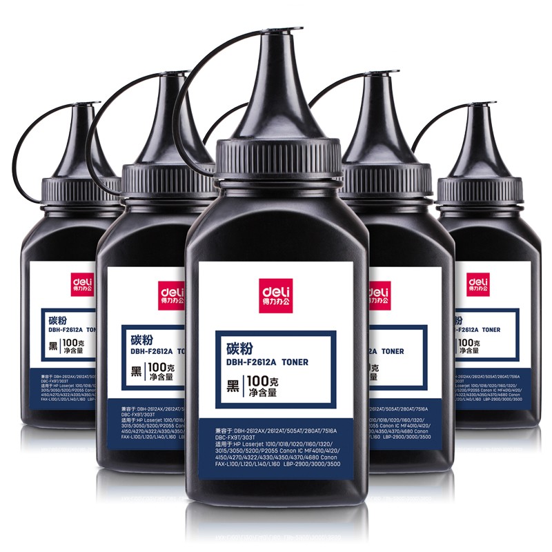 得力(deli) DBH-F2612A6 硒鼓 2612搭配碳粉/墨粉6瓶裝 1020plus(適用惠普3050/M1005//1010/1012/1015/M1319f