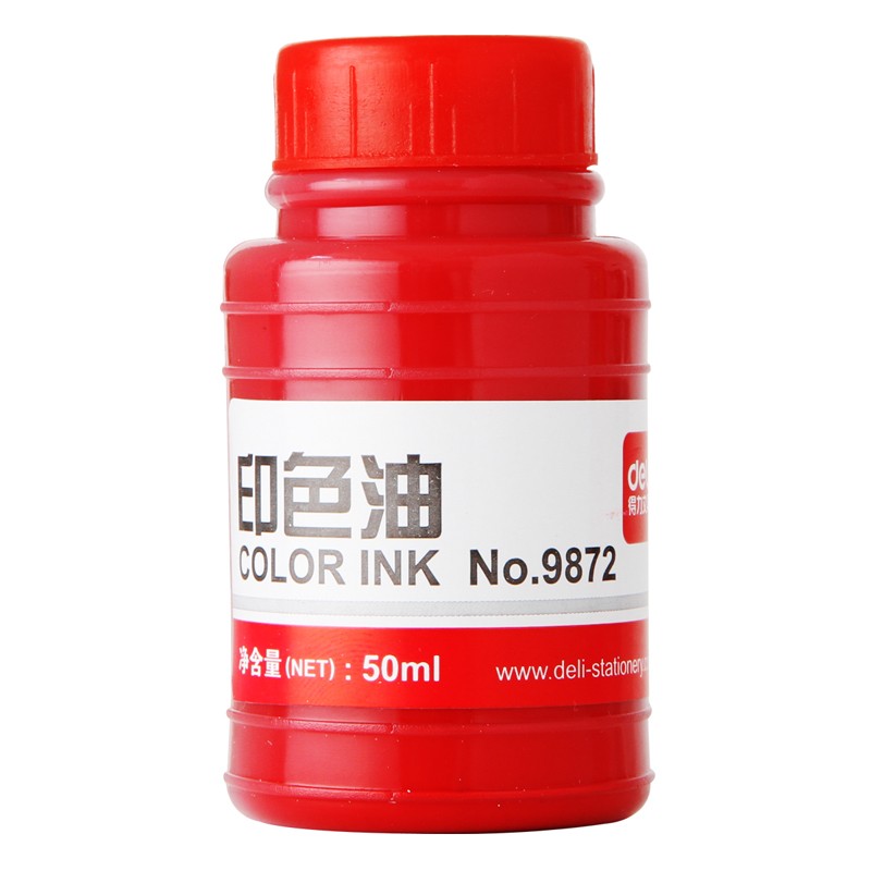 得力（deli） 9872 印色油紅色快干印泥油快干印臺辦公財務印章印油補充液