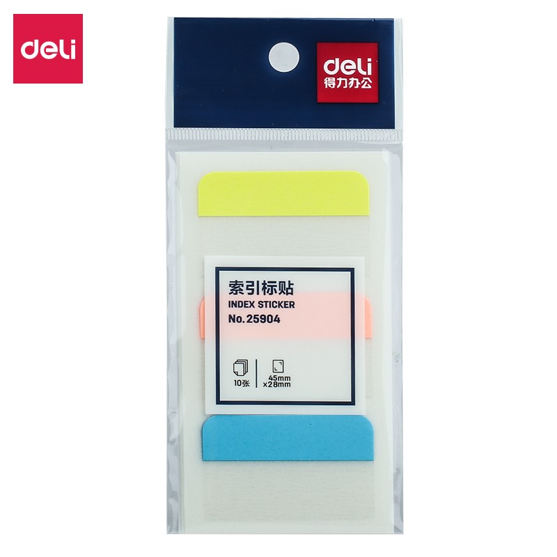 得力（deli）25904 30枚3色索引標簽貼指示貼 歸類便利貼記事貼N次貼28*45mm