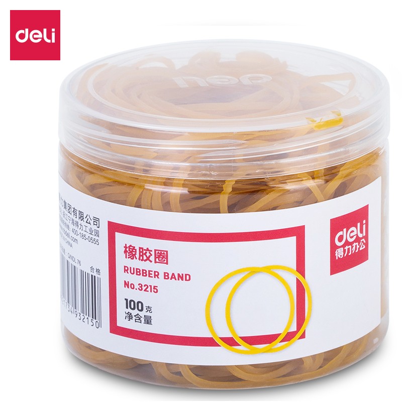 得力(deli) 3215 高韌性高強(qiáng)度橡皮筋橡膠圈 100g/筒 反復(fù)拉伸不易斷