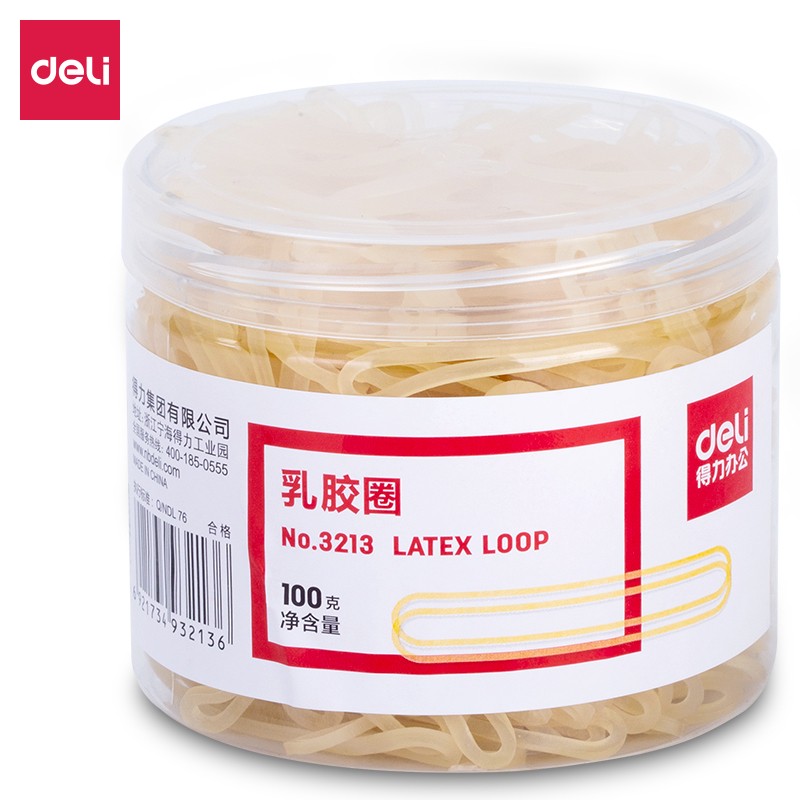 得力（deli）3213 辦公耐用乳膠圈/橡皮筋/橡膠圈/牛皮筋 100g