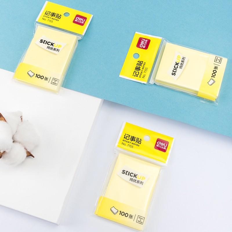 得力（deli）7155 彩色便利貼粘性便簽紙 76*51mm（包）